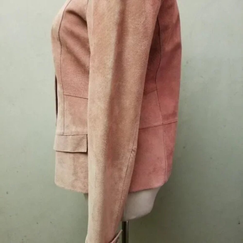 So Blue 100% Suede pink jacket women's size XS ( O24) - Picture 3 of 7